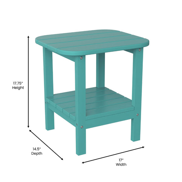 English Elm Newport HDPE 2-Tier Adirondack Side Table - Stylish All-Weather Accent for Indoor and Outdoor Spaces Blue LE-HMP-1035-1517H-BL-GG