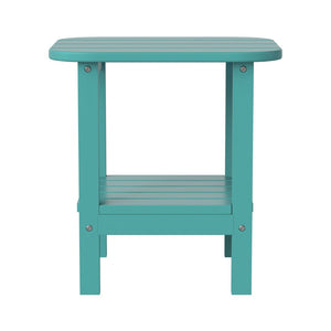 English Elm Newport HDPE 2-Tier Adirondack Side Table - Stylish All-Weather Accent for Indoor and Outdoor Spaces Blue LE-HMP-1035-1517H-BL-GG