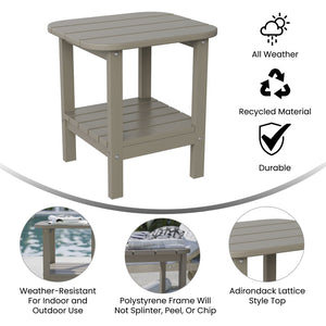 English Elm Newport HDPE 2-Tier Adirondack Side Table - Stylish All-Weather Accent for Indoor and Outdoor Spaces Brown LE-HMP-1035-1517H-BR-GG