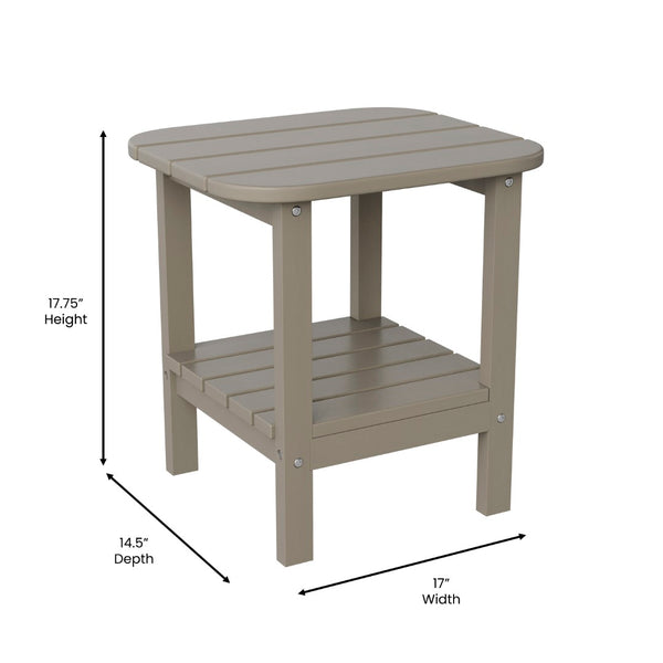 English Elm Newport HDPE 2-Tier Adirondack Side Table - Stylish All-Weather Accent for Indoor and Outdoor Spaces Brown LE-HMP-1035-1517H-BR-GG