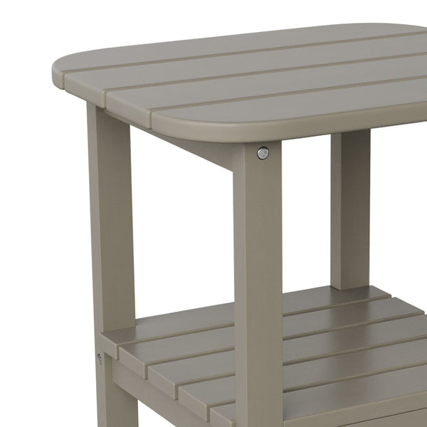 English Elm Newport HDPE 2-Tier Adirondack Side Table - Stylish All-Weather Accent for Indoor and Outdoor Spaces Brown LE-HMP-1035-1517H-BR-GG