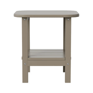 English Elm Newport HDPE 2-Tier Adirondack Side Table - Stylish All-Weather Accent for Indoor and Outdoor Spaces Brown LE-HMP-1035-1517H-BR-GG