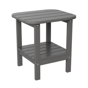English Elm Newport HDPE 2-Tier Adirondack Side Table - Stylish All-Weather Accent for Indoor and Outdoor Spaces Gray LE-HMP-1035-1517H-GY-GG
