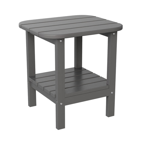 English Elm Newport HDPE 2-Tier Adirondack Side Table - Stylish All-Weather Accent for Indoor and Outdoor Spaces Gray LE-HMP-1035-1517H-GY-GG