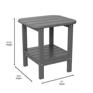 English Elm Newport HDPE 2-Tier Adirondack Side Table - Stylish All-Weather Accent for Indoor and Outdoor Spaces Gray LE-HMP-1035-1517H-GY-GG