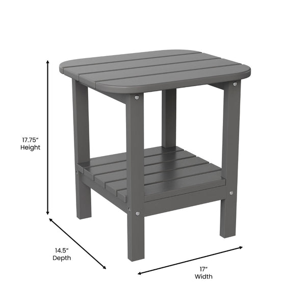 English Elm Newport HDPE 2-Tier Adirondack Side Table - Stylish All-Weather Accent for Indoor and Outdoor Spaces Gray LE-HMP-1035-1517H-GY-GG