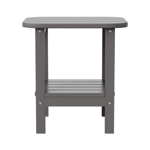 English Elm Newport HDPE 2-Tier Adirondack Side Table - Stylish All-Weather Accent for Indoor and Outdoor Spaces Gray LE-HMP-1035-1517H-GY-GG