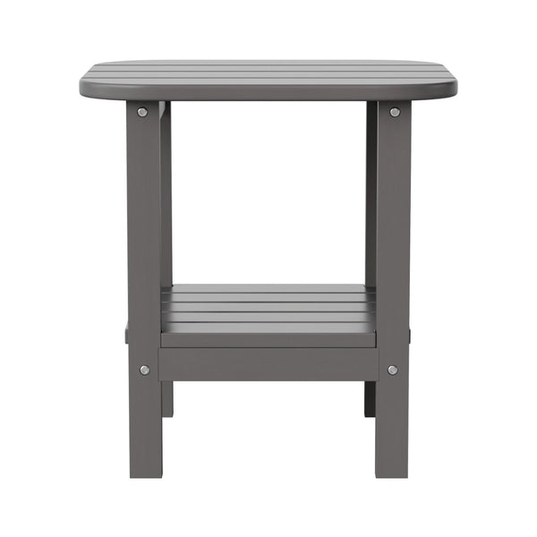 English Elm Newport HDPE 2-Tier Adirondack Side Table - Stylish All-Weather Accent for Indoor and Outdoor Spaces Gray LE-HMP-1035-1517H-GY-GG