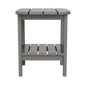English Elm Newport HDPE 2-Tier Adirondack Side Table - Stylish All-Weather Accent for Indoor and Outdoor Spaces Gray LE-HMP-1035-1517H-GY-GG