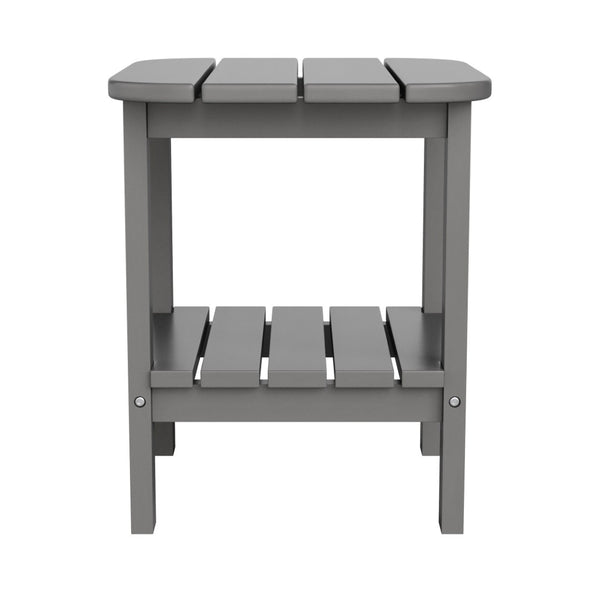 English Elm Newport HDPE 2-Tier Adirondack Side Table - Stylish All-Weather Accent for Indoor and Outdoor Spaces Gray LE-HMP-1035-1517H-GY-GG