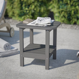English Elm Newport HDPE 2-Tier Adirondack Side Table - Stylish All-Weather Accent for Indoor and Outdoor Spaces Gray LE-HMP-1035-1517H-GY-GG