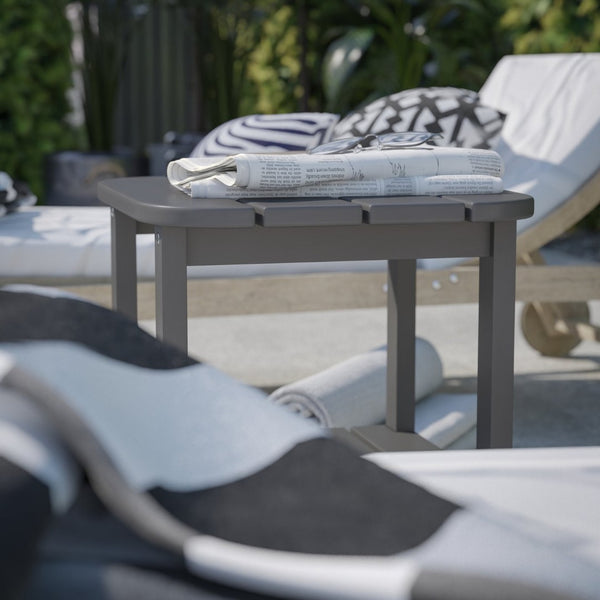 English Elm Newport HDPE 2-Tier Adirondack Side Table - Stylish All-Weather Accent for Indoor and Outdoor Spaces Gray LE-HMP-1035-1517H-GY-GG