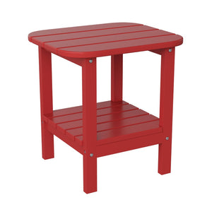 English Elm Newport HDPE 2-Tier Adirondack Side Table - Stylish All-Weather Accent for Indoor and Outdoor Spaces Red LE-HMP-1035-1517H-RD-GG