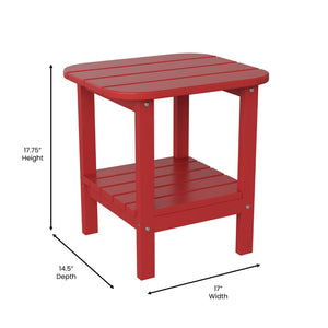 English Elm Newport HDPE 2-Tier Adirondack Side Table - Stylish All-Weather Accent for Indoor and Outdoor Spaces Red LE-HMP-1035-1517H-RD-GG