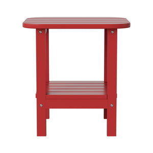 English Elm Newport HDPE 2-Tier Adirondack Side Table - Stylish All-Weather Accent for Indoor and Outdoor Spaces Red LE-HMP-1035-1517H-RD-GG