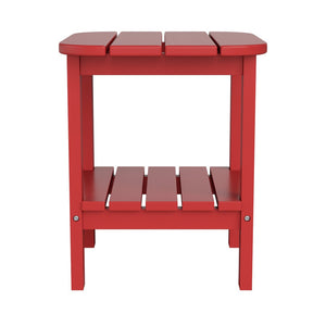 English Elm Newport HDPE 2-Tier Adirondack Side Table - Stylish All-Weather Accent for Indoor and Outdoor Spaces Red LE-HMP-1035-1517H-RD-GG