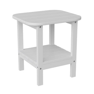 English Elm Newport HDPE 2-Tier Adirondack Side Table - Stylish All-Weather Accent for Indoor and Outdoor Spaces White LE-HMP-1035-1517H-WT-GG