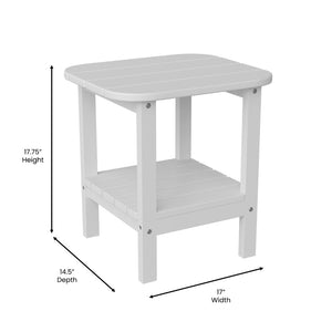 English Elm Newport HDPE 2-Tier Adirondack Side Table - Stylish All-Weather Accent for Indoor and Outdoor Spaces White LE-HMP-1035-1517H-WT-GG