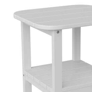 English Elm Newport HDPE 2-Tier Adirondack Side Table - Stylish All-Weather Accent for Indoor and Outdoor Spaces White LE-HMP-1035-1517H-WT-GG
