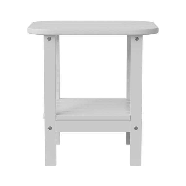 English Elm Newport HDPE 2-Tier Adirondack Side Table - Stylish All-Weather Accent for Indoor and Outdoor Spaces White LE-HMP-1035-1517H-WT-GG
