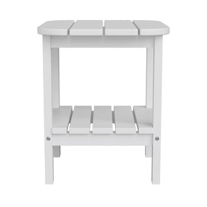 English Elm Newport HDPE 2-Tier Adirondack Side Table - Stylish All-Weather Accent for Indoor and Outdoor Spaces White LE-HMP-1035-1517H-WT-GG