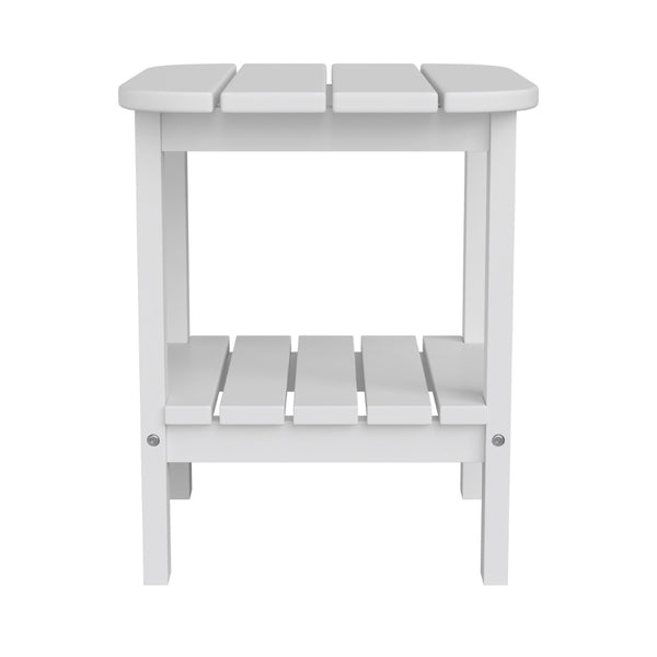 English Elm Newport HDPE 2-Tier Adirondack Side Table - Stylish All-Weather Accent for Indoor and Outdoor Spaces White LE-HMP-1035-1517H-WT-GG