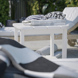 English Elm Newport HDPE 2-Tier Adirondack Side Table - Stylish All-Weather Accent for Indoor and Outdoor Spaces White LE-HMP-1035-1517H-WT-GG