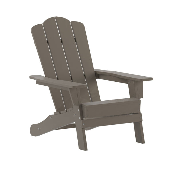 English Elm Newport Adirondack Chair - Durable, Weather-Resistant HDPE with Convenient Cup Holder for Comfort Brown LE-HMP-1044-10-BR-GG