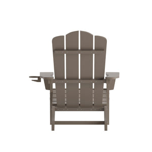 English Elm Newport Adirondack Chair - Durable, Weather-Resistant HDPE with Convenient Cup Holder for Comfort Brown LE-HMP-1044-10-BR-GG