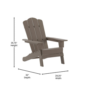 English Elm Newport Adirondack Chair - Durable, Weather-Resistant HDPE with Convenient Cup Holder for Comfort Brown LE-HMP-1044-10-BR-GG