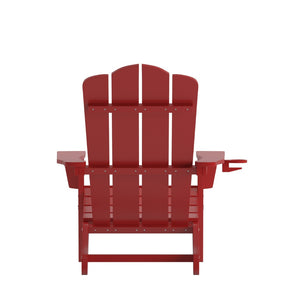 English Elm Newport Adirondack Chair - Durable, Weather-Resistant HDPE with Convenient Cup Holder for Comfort Red LE-HMP-1044-10-RD-GG