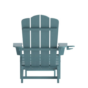 English Elm Newport Adirondack Chair with Cup Holder & Pull-Out Ottoman for Ultimate Indoor/Outdoor Relaxation Blue LE-HMP-1044-110-BL-GG