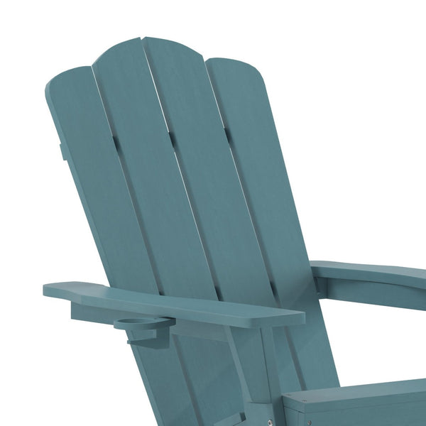 English Elm Newport Adirondack Rocking Chair - Weather-Resistant HDPE with Cup Holder for Comfort & Style Blue LE-HMP-1044-31-BL-GG