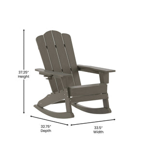 English Elm Newport Adirondack Rocking Chair - Weather-Resistant HDPE with Cup Holder for Comfort & Style Brown LE-HMP-1044-31-BR-GG