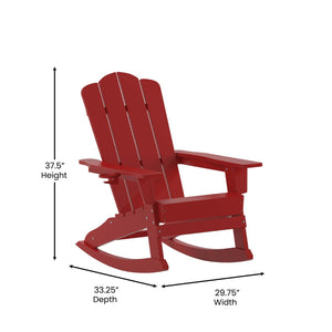 English Elm Newport Adirondack Rocking Chair - Weather-Resistant HDPE with Cup Holder for Comfort & Style Red LE-HMP-1044-31-RD-GG