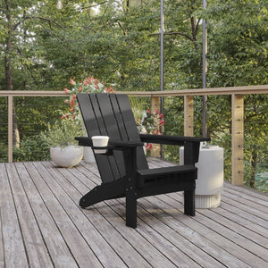 English Elm Halifax Adirondack Chair - Stylish, Weather-Resistant HDPE for Ultimate Comfort & Easy Maintenance Black LE-HMP-1045-10-BK-GG