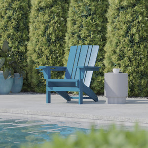 English Elm Halifax Adirondack Chair - Stylish, Weather-Resistant HDPE for Ultimate Comfort & Easy Maintenance Blue LE-HMP-1045-10-BL-GG