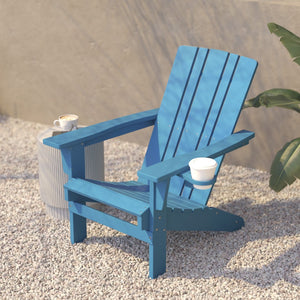 English Elm Halifax Adirondack Chair - Stylish, Weather-Resistant HDPE for Ultimate Comfort & Easy Maintenance Blue LE-HMP-1045-10-BL-GG