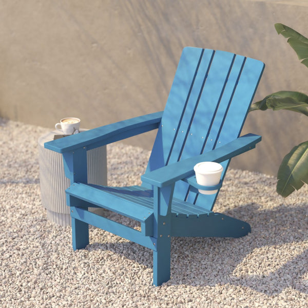 English Elm Halifax Adirondack Chair - Stylish, Weather-Resistant HDPE for Ultimate Comfort & Easy Maintenance Blue LE-HMP-1045-10-BL-GG