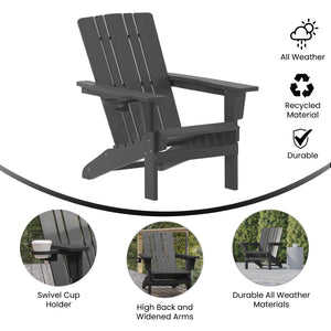 English Elm Halifax Adirondack Chair - Stylish, Weather-Resistant HDPE for Ultimate Comfort & Easy Maintenance Gray LE-HMP-1045-10-GY-GG