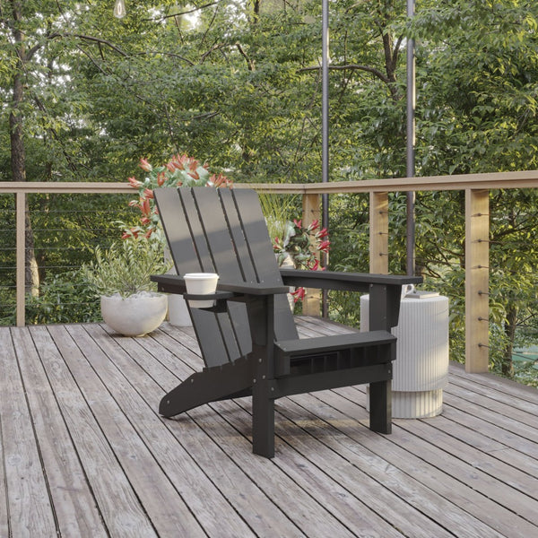 English Elm Halifax Adirondack Chair - Stylish, Weather-Resistant HDPE for Ultimate Comfort & Easy Maintenance Gray LE-HMP-1045-10-GY-GG