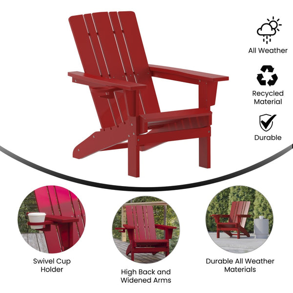 English Elm Halifax Adirondack Chair - Stylish, Weather-Resistant HDPE for Ultimate Comfort & Easy Maintenance Red LE-HMP-1045-10-RD-GG