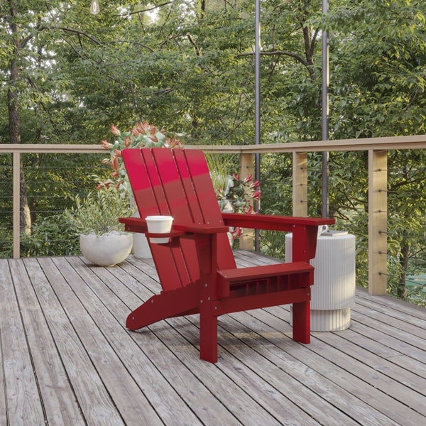 English Elm Halifax Adirondack Chair - Stylish, Weather-Resistant HDPE for Ultimate Comfort & Easy Maintenance Red LE-HMP-1045-10-RD-GG
