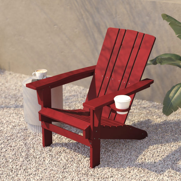 English Elm Halifax Adirondack Chair - Stylish, Weather-Resistant HDPE for Ultimate Comfort & Easy Maintenance Red LE-HMP-1045-10-RD-GG