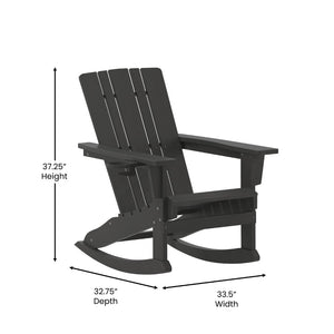 English Elm Halifax Adirondack Rocking Chair - Weather-Resistant Comfort with Integrated Cup Holder for Relaxation Black LE-HMP-1045-31-BK-GG