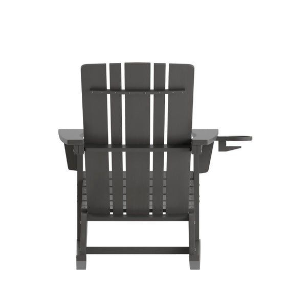 English Elm Halifax Adirondack Rocking Chair - Weather-Resistant Comfort with Integrated Cup Holder for Relaxation Gray LE-HMP-1045-31-GY-GG