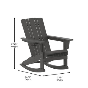 English Elm Halifax Adirondack Rocking Chair - Weather-Resistant Comfort with Integrated Cup Holder for Relaxation Gray LE-HMP-1045-31-GY-GG