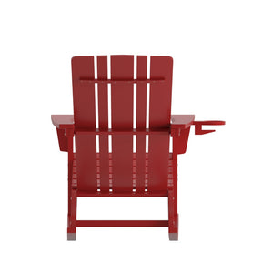 English Elm Halifax Adirondack Rocking Chair - Weather-Resistant Comfort with Integrated Cup Holder for Relaxation Red LE-HMP-1045-31-RD-GG
