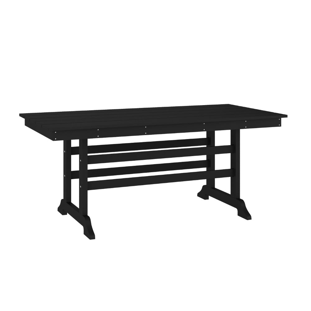 English Elm Abraham Commercial-Grade 72" Rectangle Recycled HDPE Adirondack Dining Table for Year-Round Use Black LE-HMP-158-01-BLK-GG