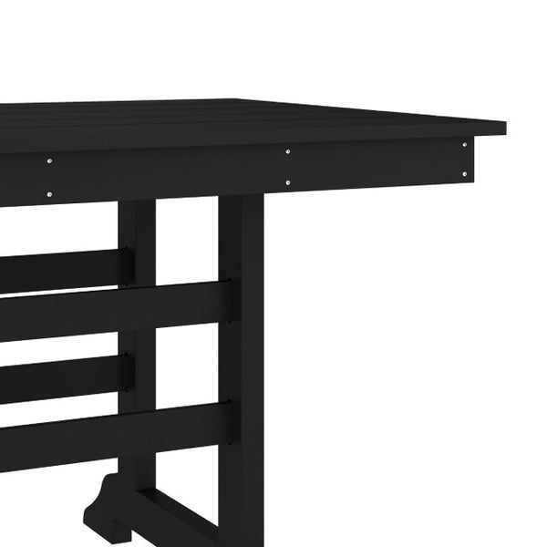 English Elm Abraham Commercial-Grade 72" Rectangle Recycled HDPE Adirondack Dining Table for Year-Round Use Black LE-HMP-158-01-BLK-GG